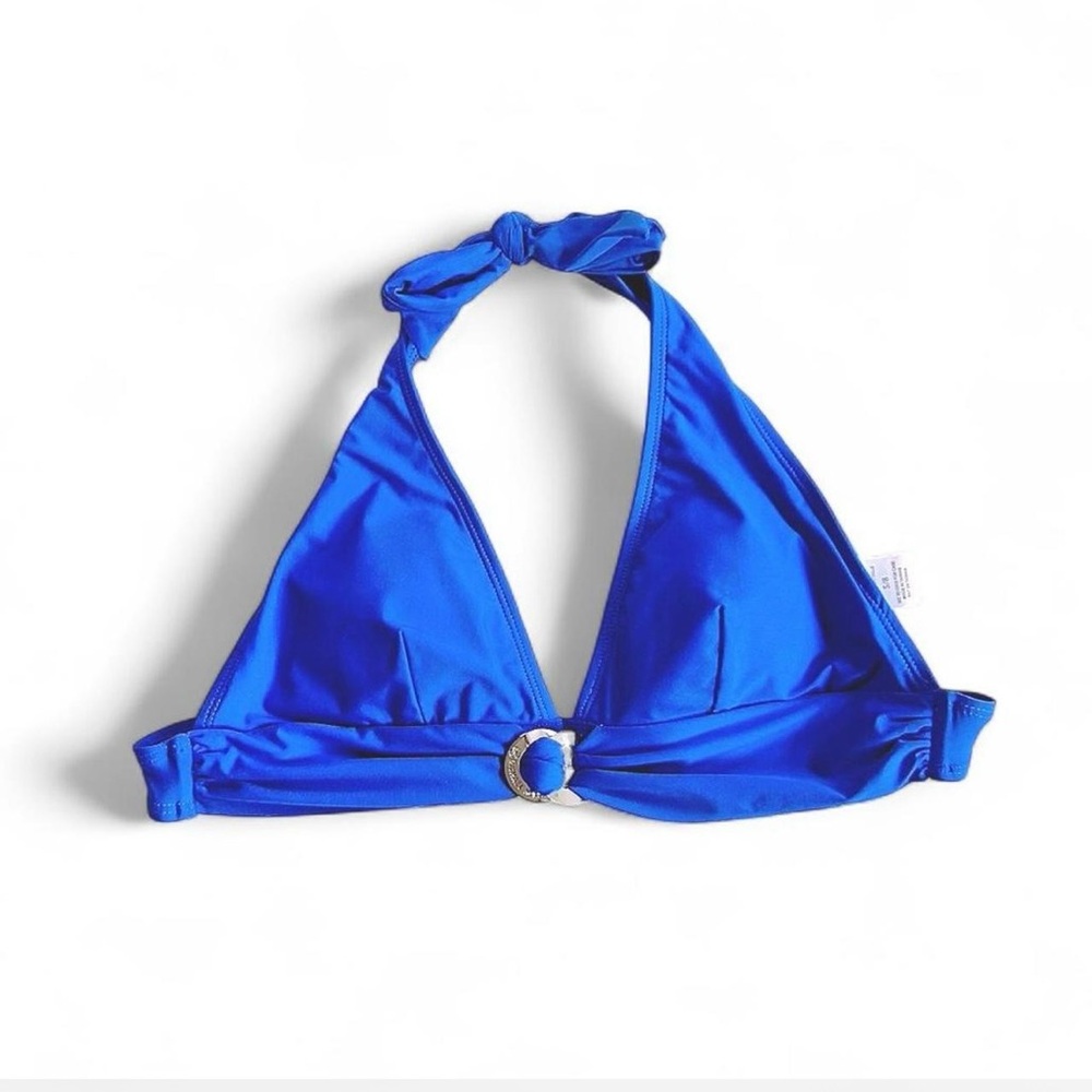 Michael Kors Blue Bikini Top Silver Ring halter Cobalt size small triangle